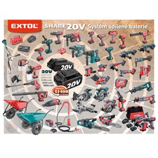 akkus excenteres polírozógép, Share20V, 20V, Li-ion, szénkefe nélküli motor, 1db akku, 1db töltő, 2000 mAh, 150 mm