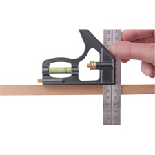 asztalos kombinált derékszög/vízmérték/vonalzó, többfunkciós, 300 mm, ALU/Inox, mm beosztás, 0°-45°-90° beosztás