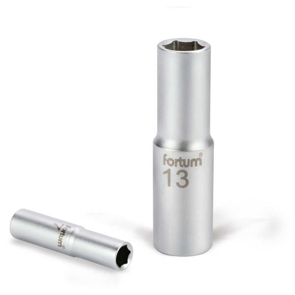 dugófej, hosszított, 1/2", 17mm, 61CrV5, mattkróm, 77mm hosszú FORTUM