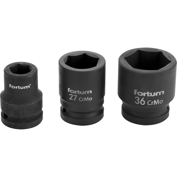 gépi (impakt) dugófej 3/4", 17mm, L 52 mm, feketített, FORTUM