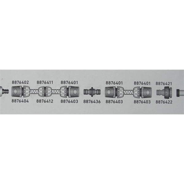 locsoló alap szett, 1/2" tömlőhöz; 4 db (1db szórófej, 2 db gyorscsatlakozó, 1 db kuplung csatlakozó 1/2"-3/4")