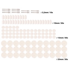 mini polírozó klt. 3,2 mm befogás, 120 db, 3 féle fejforma, gyapjú filc