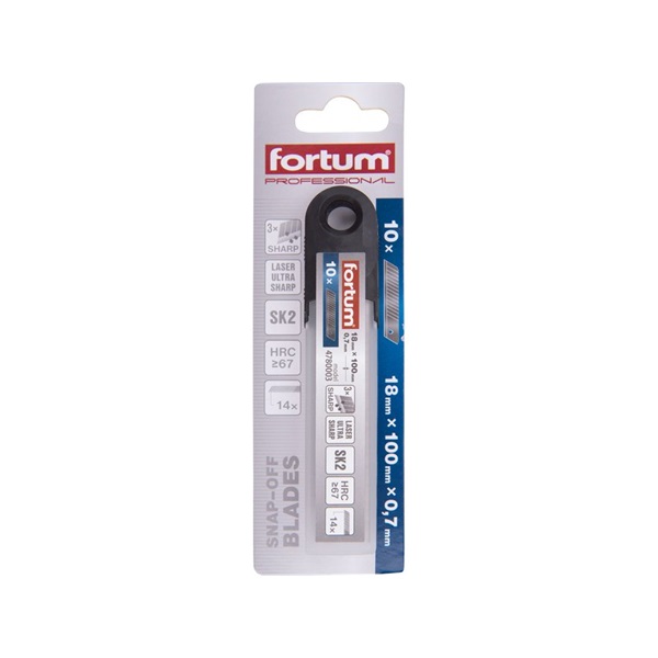 pótpenge 10 db, fekete, tripla vágóéllel; 18×100×0,7mm, SK2 acél, HRC > 67,  lézeres élezés