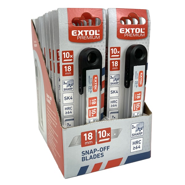 pótpenge tapétavágó késhez, 10 db, 18×100×0,5 mm, törhető, SK4 acél, HRC >64, tripla vágóél