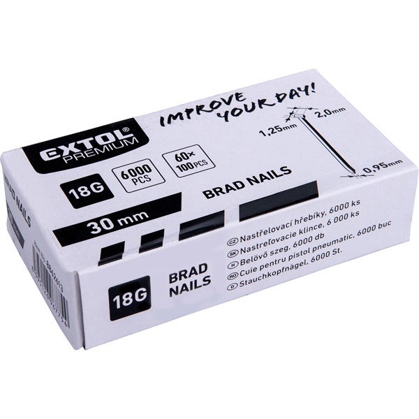 szeg fejjel, 8891860 akkus tűzőgéphez 6000 db, 18G, szár.: 1,25×0,95 mm, fej: 2,0 mm, hossz.: 30 mm