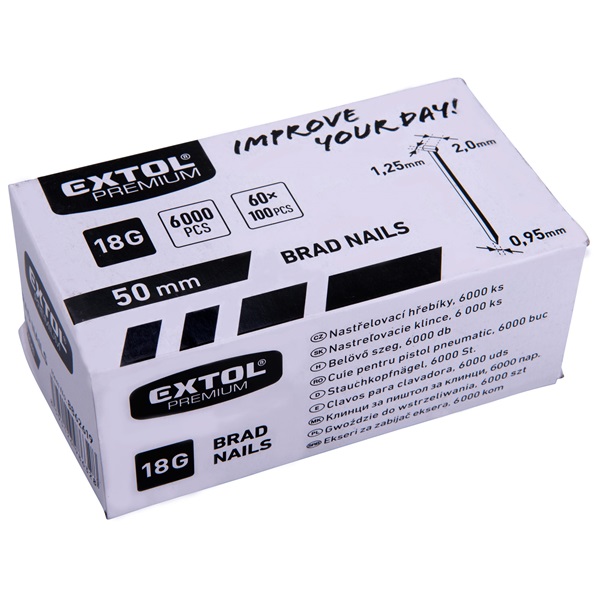 szeg fejjel, 8891860 akkus tűzőgéphez 6000 db, 18G, szár.: 1,25×0,95 mm, fej: 2,0 mm, hossz.: 50 mm