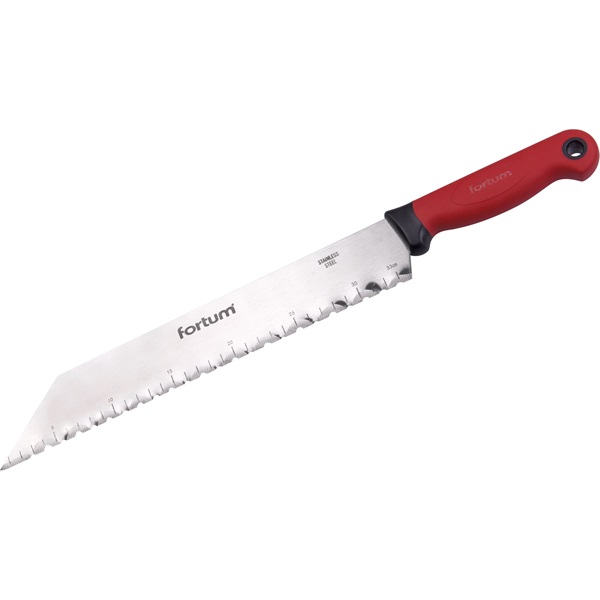 szigetelőanyag (üveggyapot) vágókés, teljes/penge hossz.:480/340mm, rozsdamentes acél penge, vastagsága: 1,5mm
