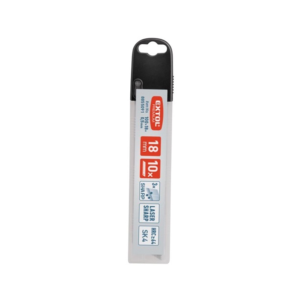 pótpenge tapétavágó késhez, 10 db, 18×100×0,5 mm, törhető, SK4 acél, HRC >64, tripla vágóél