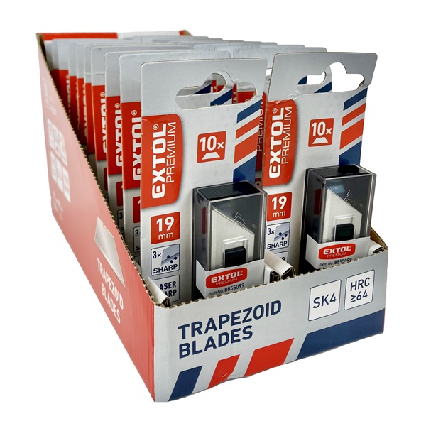 trapézpenge klt. 10 db, 19×61mm, SK4 acél, HRC >64, tripla vágóél